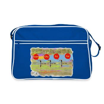 Grebes counting in a funny way - Retro Bag - blue/white - Front