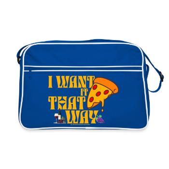 I Want It That Way Pizza Wein - Retro Tasche - Blau/Weiß - Vorne