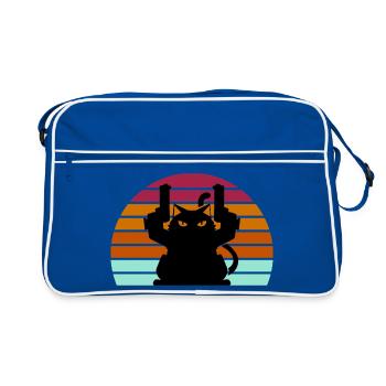 Cat Gun - Retro Tasche - Blau/Weiß - Vorne