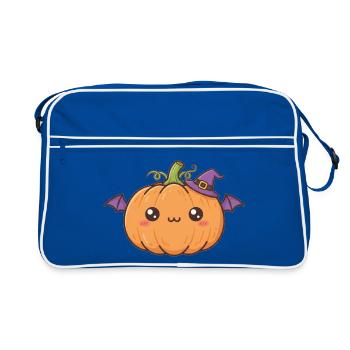 Halloween Kürbis - Retro Tasche - Blau/Weiß - Vorne