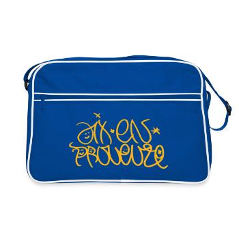 Traditional Aix-en-Provence Souvenir T-Shirt - Retro Bag - blue/white - Front