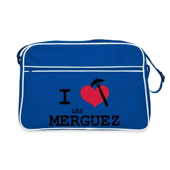 I Love les Merguez - Sac Retro - bleu/blanc - Devant