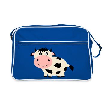 Kuh - Retro Tasche - Blau/Weiß - Vorne