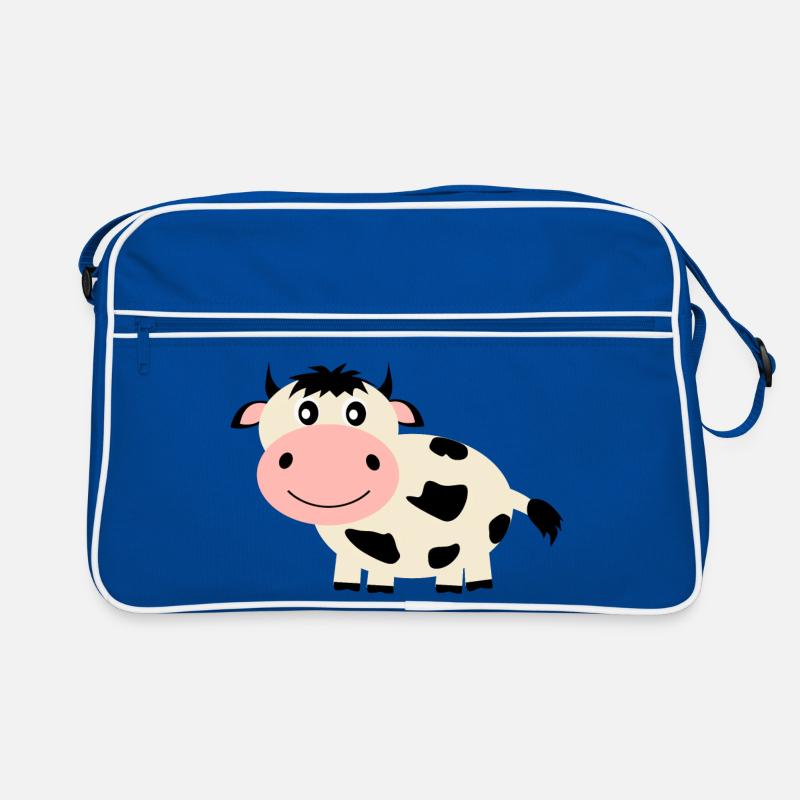 Kuh - Retro Tasche - Blau/Weiß