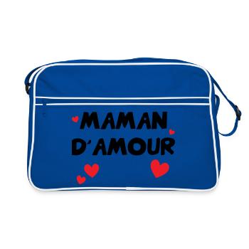 Maman d'Amour - Muttertag - Retro Tasche - Blau/Weiß - Vorne