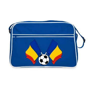 Deux drapeaux roumains ont traversé le football Roumanie - Sac Retro - bleu/blanc - Devant