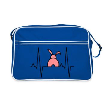 Lapin ludique avec des cœurs - Sac Retro - bleu/blanc - Devant