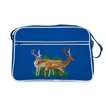 Cerfs dans le bruissement de la forêt - Sac Retro - bleu/blanc - Devant