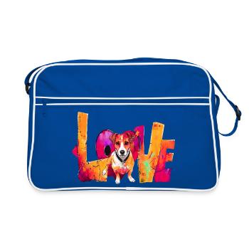 Love Jack Russell Terrier Dog Shirt Pillow Decal - Retro Bag - blue/white - Front