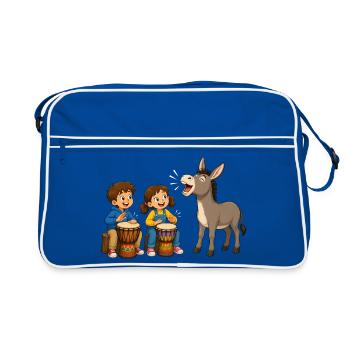 Tambours pour enfants avec âne Motif musical joyeux - Sac Retro - bleu/blanc - Devant
