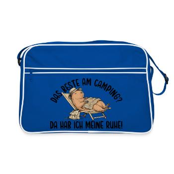 Camping Da hab ich meine Ruhe Capybara Liegestuhl - Retro Tasche - Blau/Weiß - Vorne