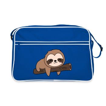 Süßes Faultier - Kawaii - Retro Tasche - Blau/Weiß - Vorne