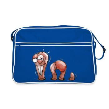 Wurmi - Retro Tasche - Blau/Weiß - Vorne