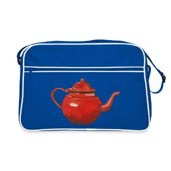 Théière rouge Cafetière émaillée - Sac Retro - bleu/blanc - Devant
