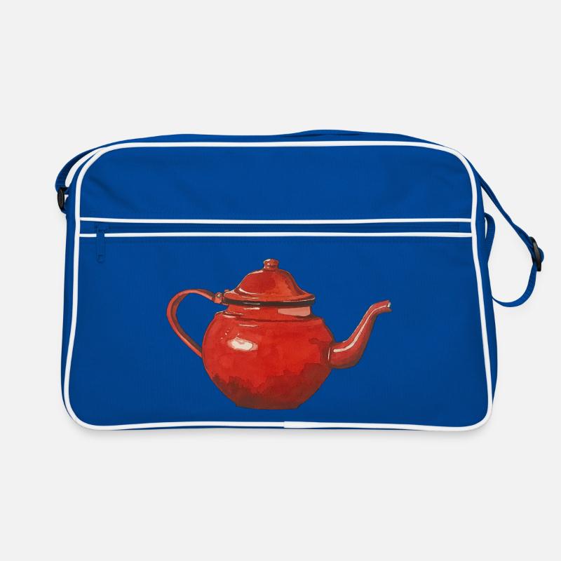 Théière rouge Cafetière émaillée Sac Retro