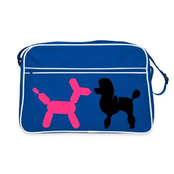 un caniche et un ballon-caniche - Sac Retro - bleu/blanc - Devant