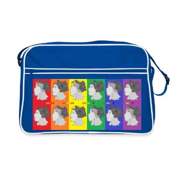 Woman with colored pop art illustration - Retro Bag - blue/white - Front
