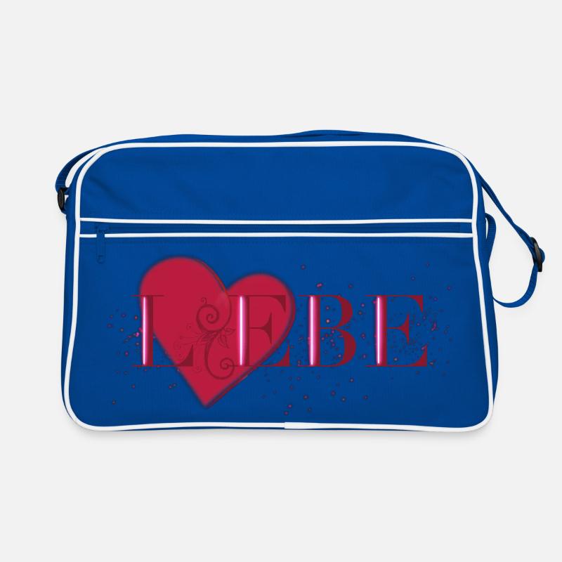 Liebe - Retro Tasche - Blau/Weiß