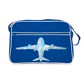 Passenger plane with cloud pattern - Retro Bag - blue/white - Front