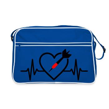 Fléchettes au cœur – Passion pour la précision - Sac Retro - bleu/blanc - Devant