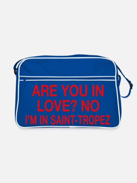In Love Nein, ich bin in Saint-Tropez | Reisehumor - Retro Tasche - Blau/Weiß - Vorne