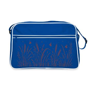 Bienen und  Blumen - Retro Tasche - Blau/Weiß - Vorne