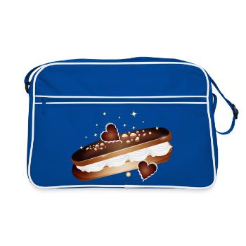 Illustration eines gefüllten Eclairs mit Herzen - Retro Tasche - Blau/Weiß - Vorne