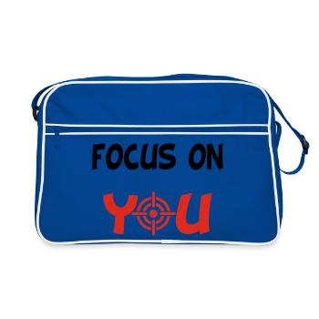 Focus sur toi (anglais et noir) - Sac Retro - bleu/blanc - Devant