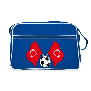 Deux drapeaux turcs avec un ballon de football - Sac Retro - bleu/blanc - Devant