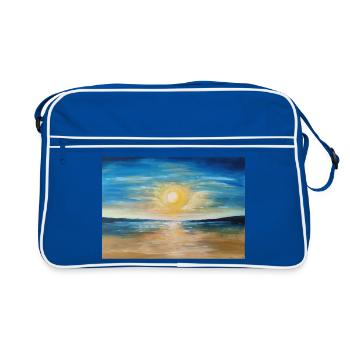 Reflet du coucher de soleil sur les eaux calmes - Sac Retro - bleu/blanc - Devant
