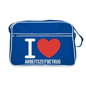 J’aime Temps de travail Fraude Pas de crime Bureau de l’emploi - Sac Retro - bleu/blanc - Devant