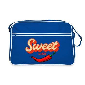 Feurig-süßes Statement: Sweet Like Chili Vibe - Retro Tasche - Blau/Weiß - Vorne