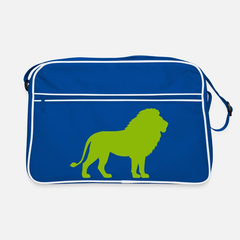 Silhouette de Lion Vert Néon Sac Retro