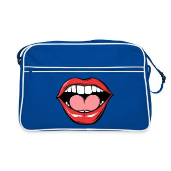 Cadeau de Dents Kissables de Rouge à Lèvres Rouges - Sac Retro - bleu/blanc - Devant