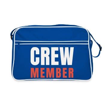 Crew Member Red Accent Two-Tone Team Staff Event - Retro Bag - blue/white - Front