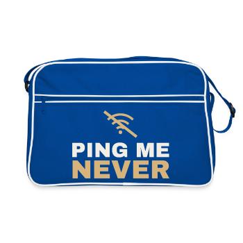 Ping Me Never – Shirt für Admins - Retro Tasche - Blau/Weiß - Vorne