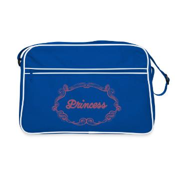 Rosa Prinzessin Schnörkelrahmen - Retro Tasche - Blau/Weiß - Vorne