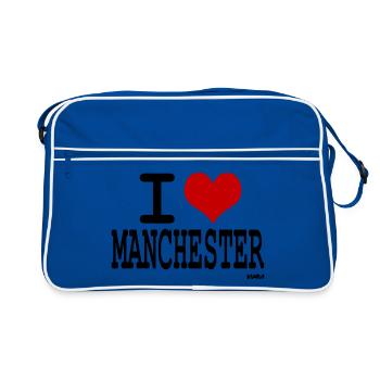 I love Manchester - couleurs personnalisables - Sac Retro - bleu/blanc - Devant