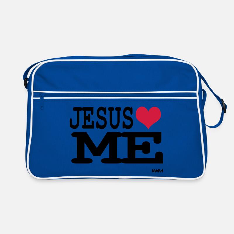jesus loves me - Retro Tasche - Blau/Weiß