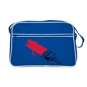 Pinsel mit Farbe - Retro Tasche - Blau/Weiß - Vorne