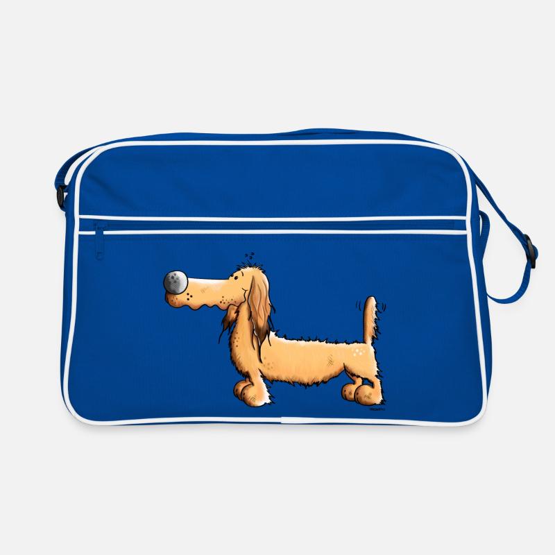 Damiana der Dackel - Retro Tasche - Blau/Weiß