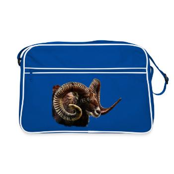 MufflonKopf, Wildstyle Grafik - Retro Tasche - Blau/Weiß - Vorne