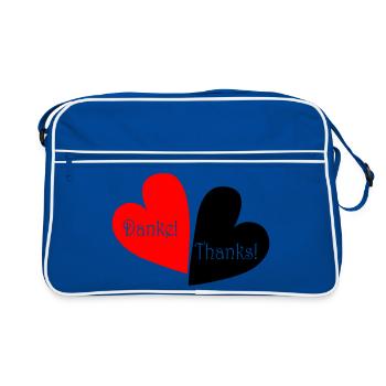 Danke Thanks Herz - Retro Tasche - Blau/Weiß - Vorne