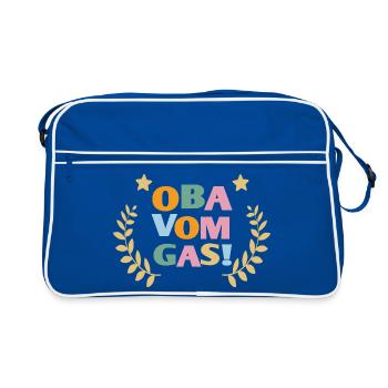 OBA VOM GAS geben  - Retro Tasche - Blau/Weiß - Vorne