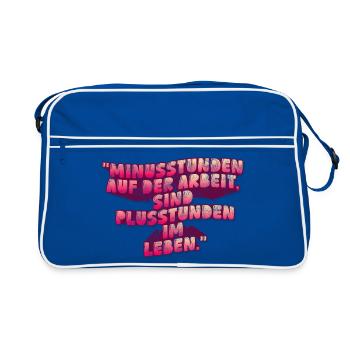 Minusstunden auf der Arbeit - Retro Tasche - Blau/Weiß - Vorne