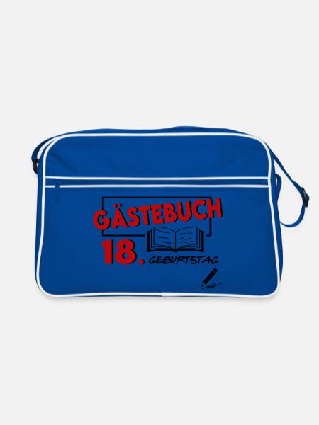 Gästeliste Gästebuch 18. Geburtstag Party Geschenk - Retro Tasche - Blau/Weiß