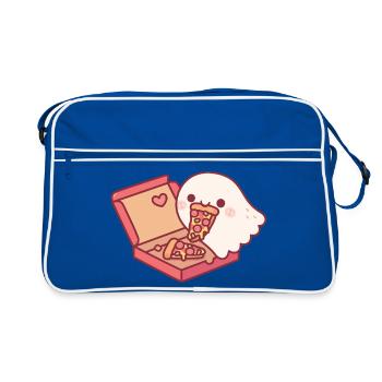 Süßer Geist liebt es, Peperoni-Pizza zu essen - Retro Tasche - Blau/Weiß - Vorne