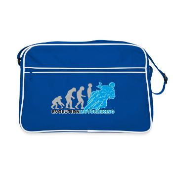 evolution motorbiking, motorrad, motorcycling - Retro Tasche - Blau/Weiß - Vorne