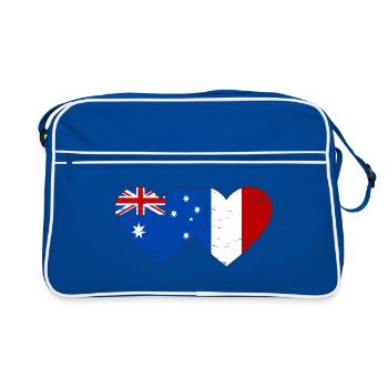 Australie France Drapeau Coeur utilisé - Sac Retro - bleu/blanc - Devant