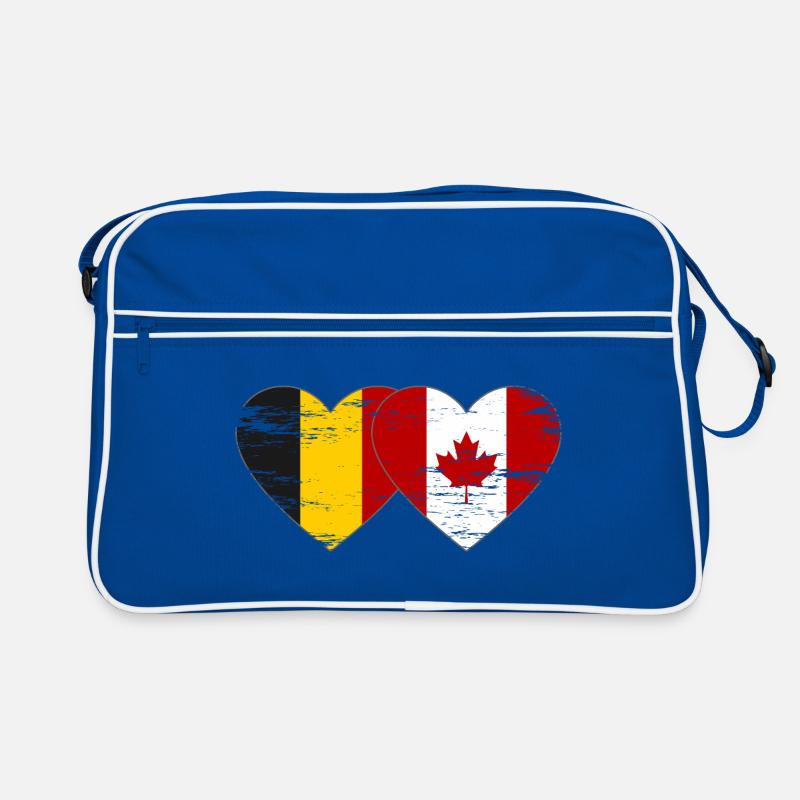 Belgium Canada Flag Heart used Retro Bag